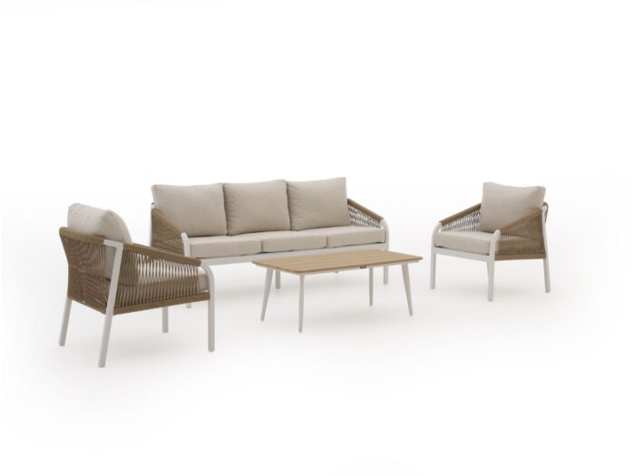 Manifesto Furniture Manifesto Copparo stoel-bank loungeset 4-delig Laagste prijsgarantie! – Wit