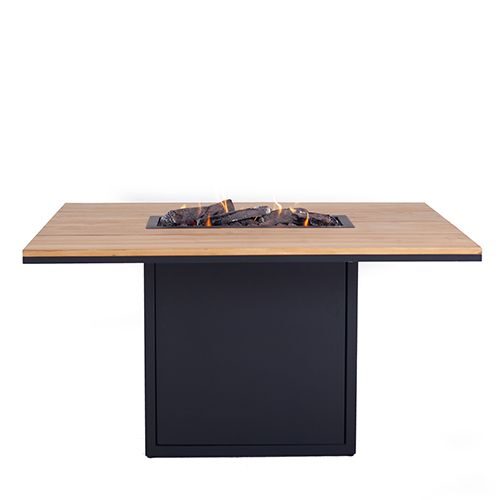 Cosiloft 120 relax excl. glasdining tafel black frame / teak top – zwart