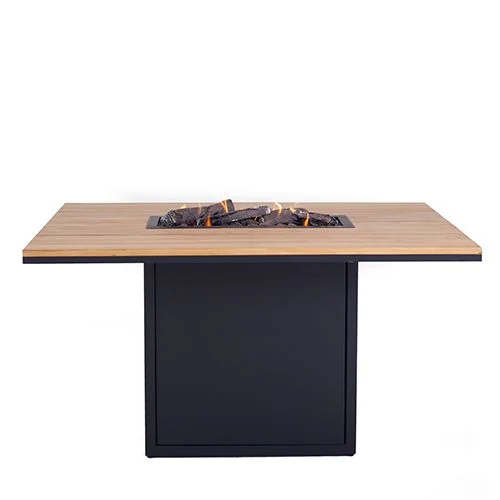 Cosiloft 120 relax excl. glasdining tafel black frame / teak top - zwart