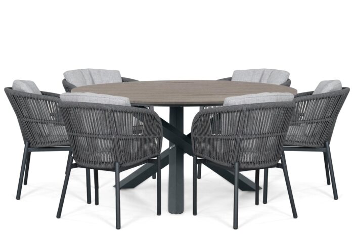 Lifestyle Garden Furniture Monaco/Ancona 150 cm dining tuinset 7-delig – Grijs-antraciet