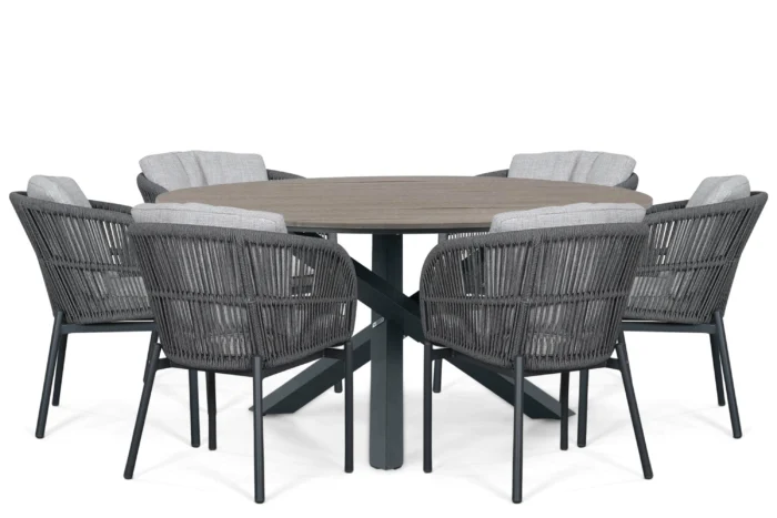 Lifestyle Garden Furniture Monaco/Ancona 150 cm dining tuinset 7-delig - Grijs-antraciet