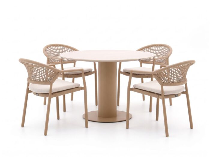 Hartman tuinmeubelen Taragona/Girona ø120cm dining tuinset 5-delig stapelbaar