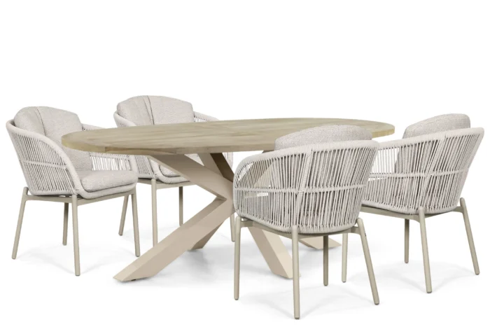 Lifestyle Garden Furniture Monaco/Brookline 200x110 cm dining tuinset 5-delig - Zand/Beige