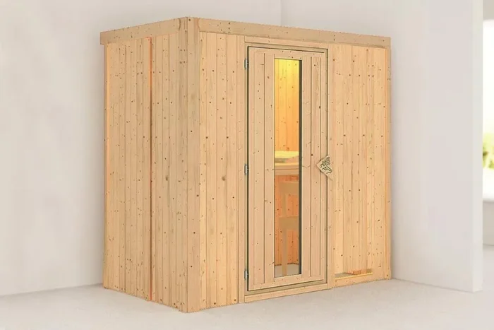 Karibu | Nanja Sauna | Antracietglas | Biokachel 3,6 kW Externe Bediening