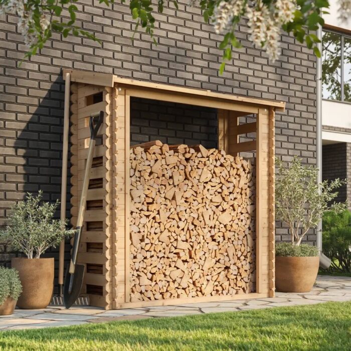 Houtberging haardhoutberging robuust voor haardhout 70x180x200cm