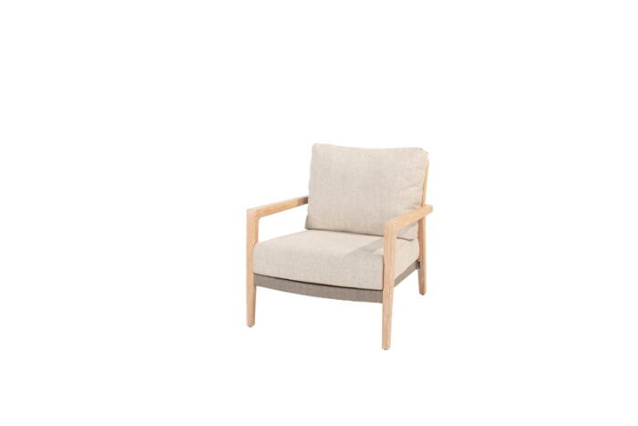4so Julia lounge stoel brushed teak incl. 2 kussens 75×85,5×82 cm taupe – bruin