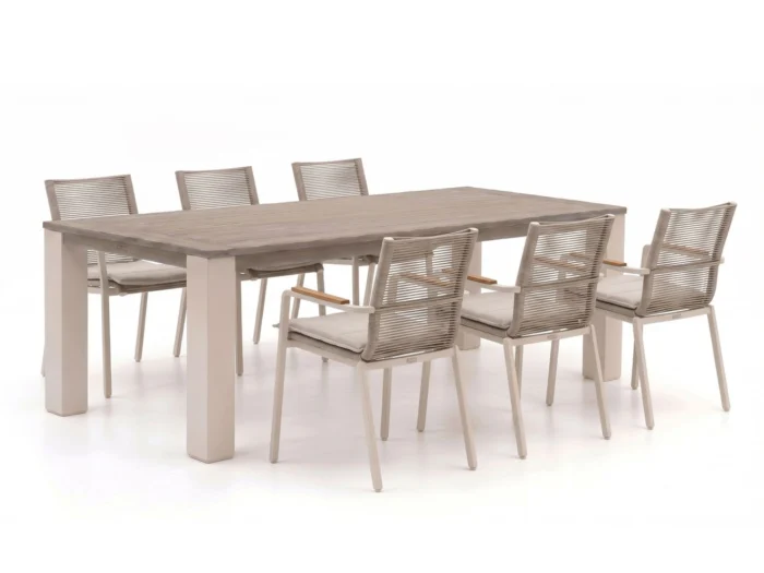 Bellagio tuinmeubelen Marudo/ROUGH-X 240cm dining tuinset 7-delig stapelbaar - Bruin