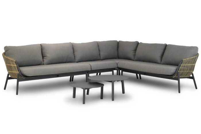 Coco Nathan/Rimini 60/75 cm hoek loungeset 6-delig – Taupe-naturel-bruin