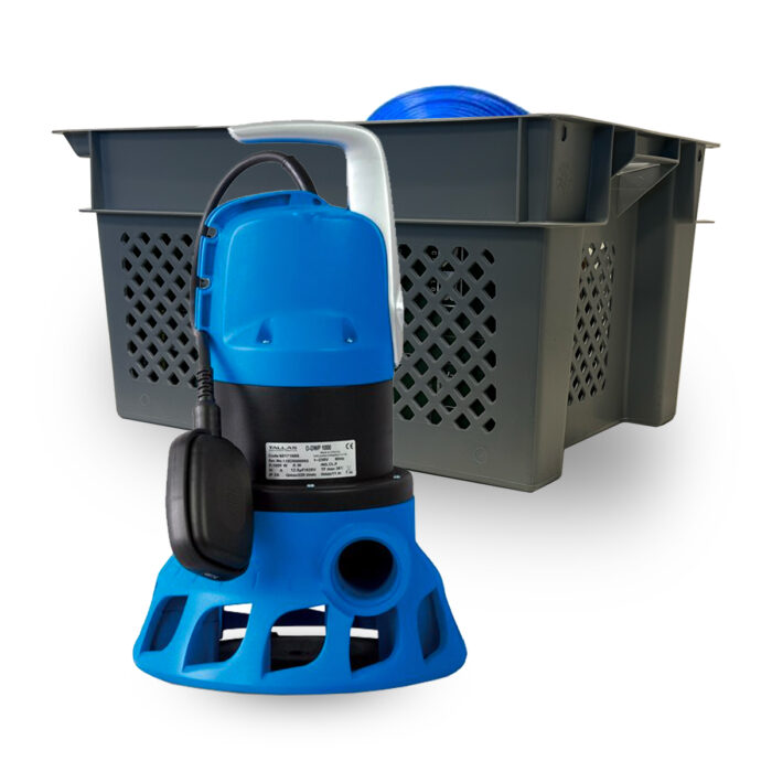Tallas D-DWP 1000 met krat en afvoerslang 25 meter – Blauw / zwart