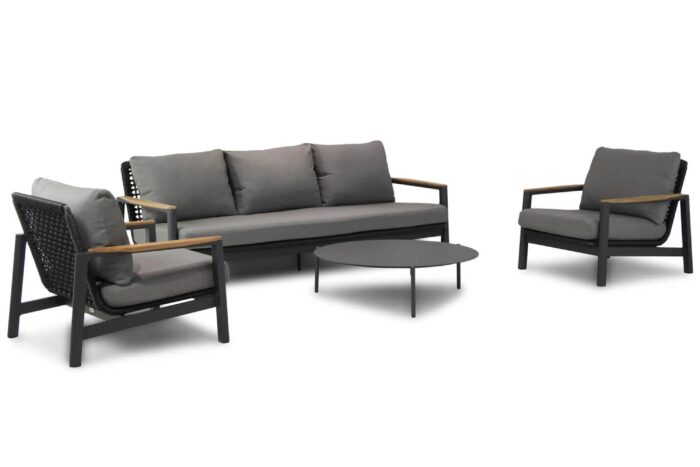 Coco Ralph/Pacific 100 cm stoel-bank loungeset 4-delig – Grijs-antraciet