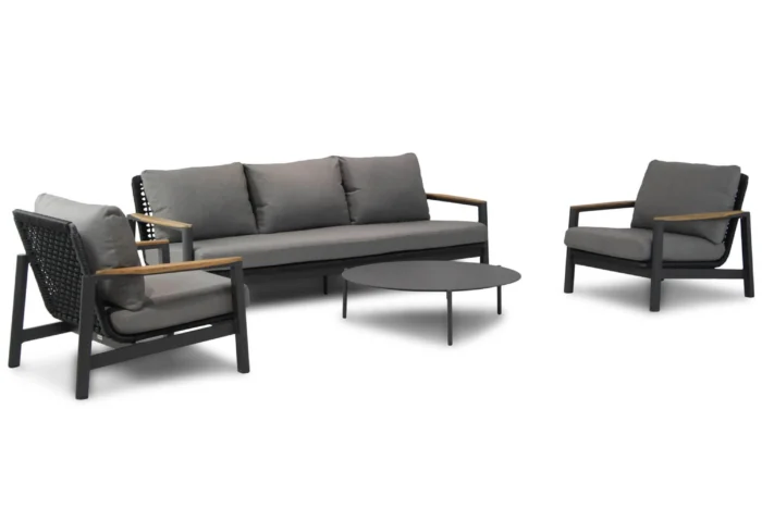 Coco Ralph/Pacific 100 cm stoel-bank loungeset 4-delig - Grijs-antraciet