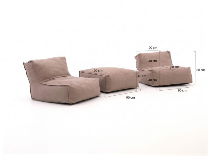 Manifesto Furniture Manifesto Lonato zitzak lounge balkonset 3-delig Laagste prijsgarantie! – Taupe