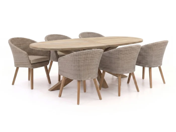 Intenso Furniture Tropea/ROUGH-Y Ellips 240cm dining tuinset 7-delig - Bruin