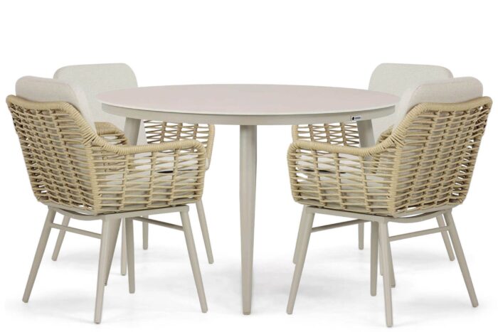 Coco Antoni/Vienna 120 cm dining tuinset 5-delig – Taupe-naturel-bruin