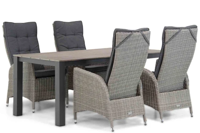 Garden Collections Lincoln/Valley 180 cm dining tuinset 5-delig - Grijs-antraciet