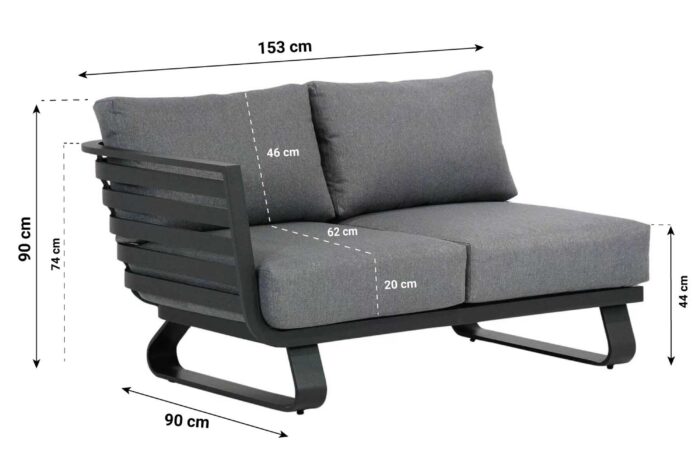 Santika Furniture Sovita open bank rechts – Grijs-antraciet