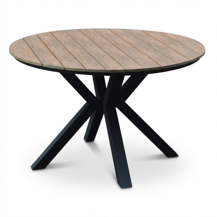 LUX outdoor living Cervo dining tuintafel 4 personen | polywood + aluminium | bruin | 120cm rond