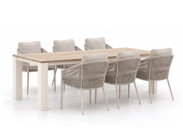 Bellagio tuinmeubelen + 15% kassakorting | Bellagio Mineo/ROUGH-X 240cm dining tuinset 7-delig - Bruin