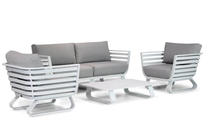 Santika Furniture Sovita stoel-bank loungeset 4-delig – Wit