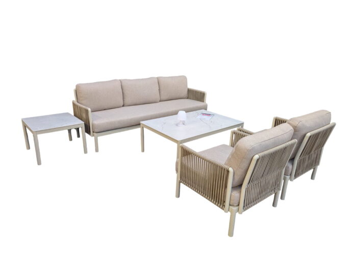 Driesprong collection Penedes loungeset 5-delig beige – beige;wit