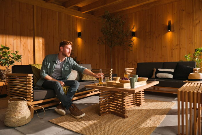 Tuindeco Riverside teak 2-zits bank incl. kussens – hout