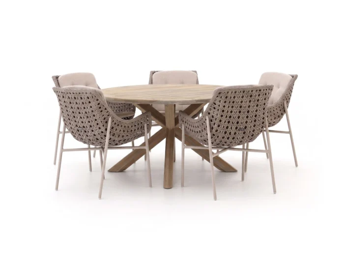 Manifesto Furniture Novara/ROUGH-Y ø150cm dining tuinset 6-delig - Bruin