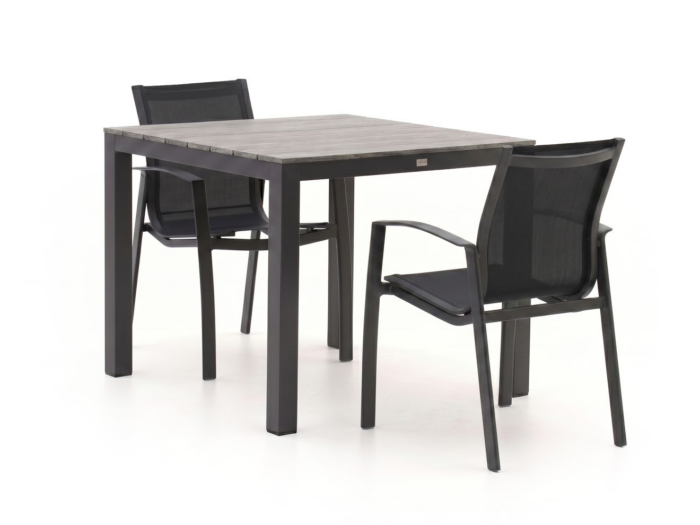 Forza Furniture Forza Altea/Fidenza 90cm dining tuinset 3-delig stapelbaar Laagste prijsgarantie! – Grijs