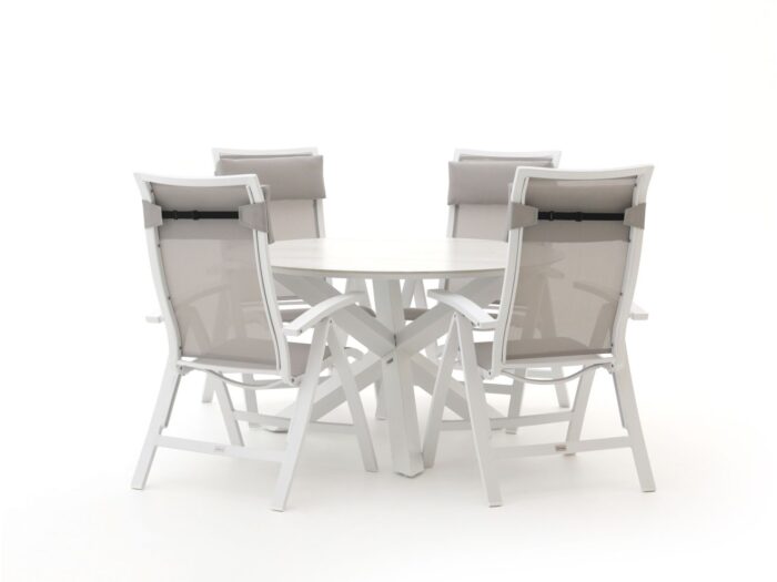 Bellagio tuinmeubelen Bellagio Lugo/Lodola ø 130cm dining tuinset 5-delig verstelbaar Laagste prijsgarantie! – Wit