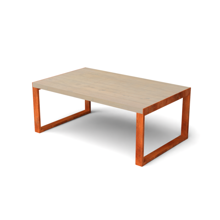 Geroba Livinu tafel cortenstaal met hout 1500x1500x290 mm – bruin