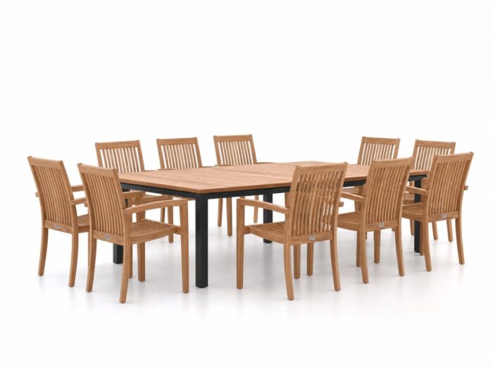 Sunyard Furniture + 15% kassakorting | Sunyard Jakarta/Linosa 240x160cm dining tuinset 11-delig stapelbaar
