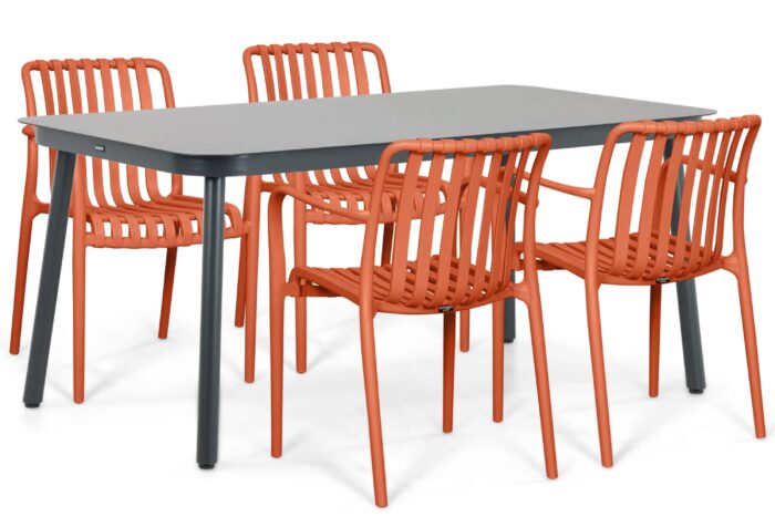 Domani Furniture Alba/Tavano 160×90 cm dining tuinset 5-delig – Oranje