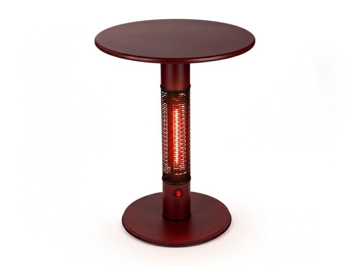 Monti HeatLine + 15% kassakorting | Pulse tafel met terrasverwarmer 1500W ø60cm (h: 75cm) – Rood