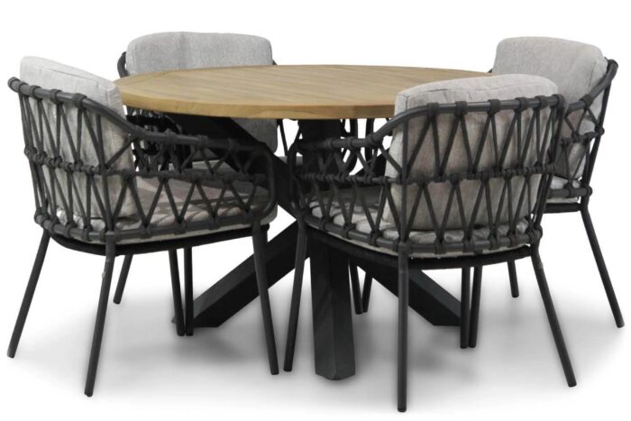 4 Seasons Outdoor Seasons Calpi/Rockville 120 cm dining tuinset 5-delig – Grijs-antraciet