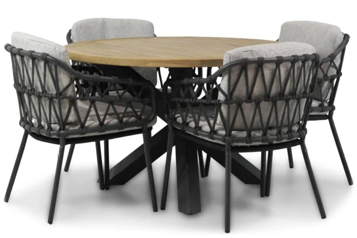 4 Seasons Outdoor Seasons Calpi/Rockville 120 cm dining tuinset 5-delig - Grijs-antraciet