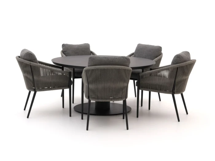 Bellagio tuinmeubelen + 10% kassakorting | Bellagio Mineo/La Fonte ø 150cm dining tuinset 6-delig - Grijs