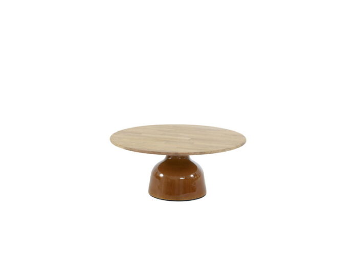 4so June coffee tafel caramel keramiek rond teak dia. 80 cm
