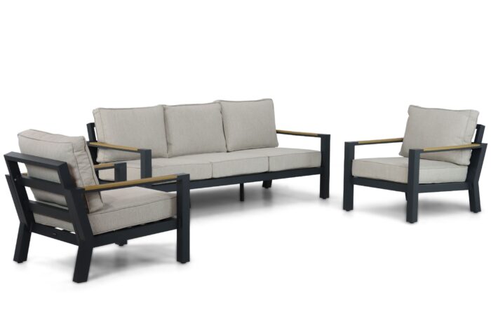 Lifestyle Garden Furniture Bilbao stoel-bank loungeset 3-delig – Grijs-antraciet