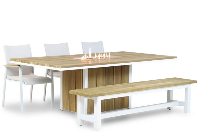 Lifestyle Garden Furniture Brandon/Los Angeles/Seaside 220 cm dining tuinset 5-delig – Wit