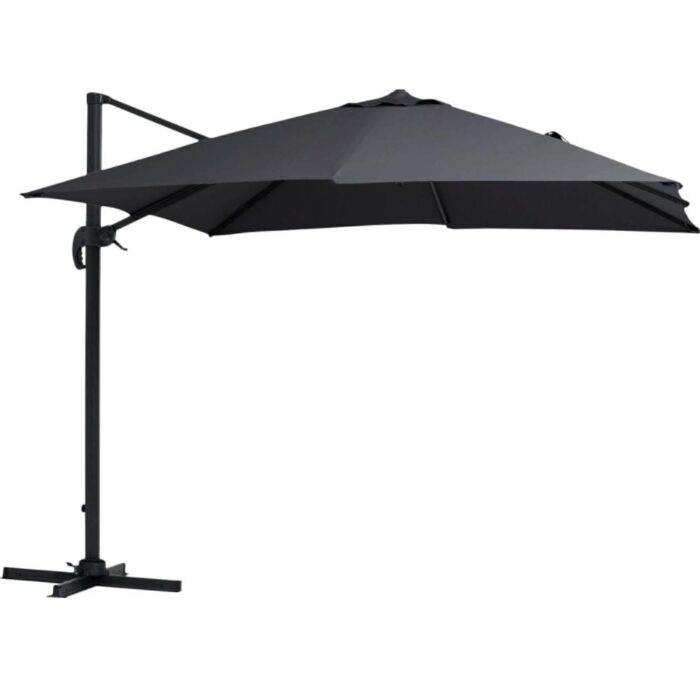 LUX outdoor living Lissabon zweefparasol | 300x300cm met parasolvoet | zwart – Antraciet