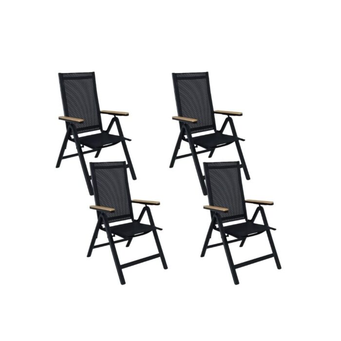 LUX outdoor living Norali dining tuinstoel verstelbaar set van 4 | textileen + aluminium | antraciet
