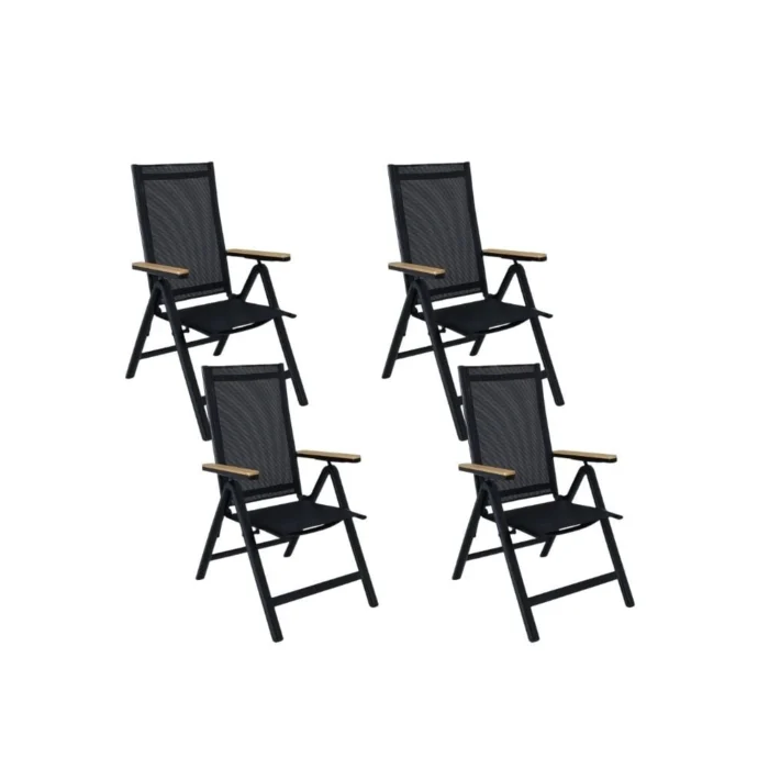 LUX outdoor living Norali dining tuinstoel verstelbaar set van 4 | textileen + aluminium | antraciet