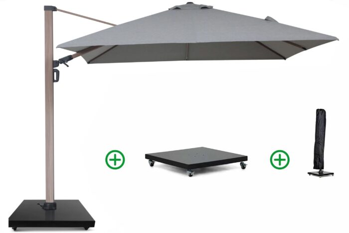 Camello Luna zweefparasol 3x3m S2 Excellent (incl. voet + hoes) – Grijs-antraciet