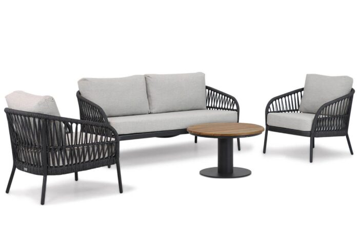 Coco Puerto/Salerno 80 cm stoel-bank loungeset 4-delig – Grijs-antraciet