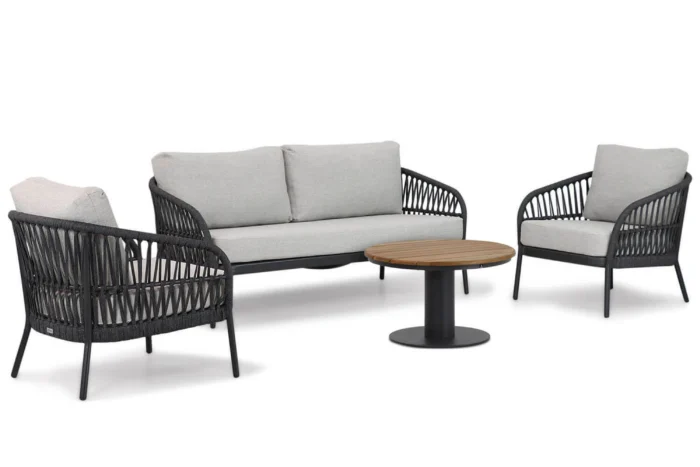 Coco Puerto/Salerno 80 cm stoel-bank loungeset 4-delig - Grijs-antraciet