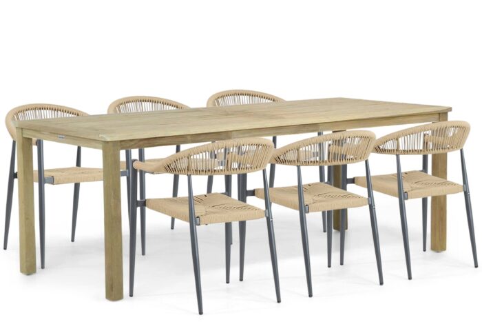 De Laan Projects Laan Granada/Weston 210 cm dining tuinset 7-delig – Taupe-naturel-bruin