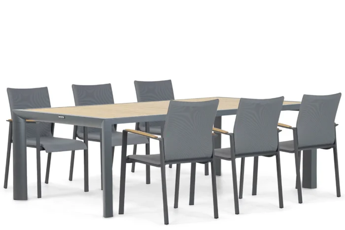 Lifestyle Garden Furniture Brandon/Borello 240 cm dining tuinset 7-delig - Grijs-antraciet