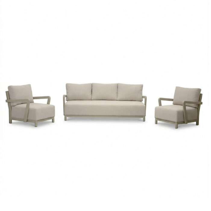 LUX outdoor living Amalfi stoel-bank loungeset 5 personen | aluminium + polywood | beige | 3-delig