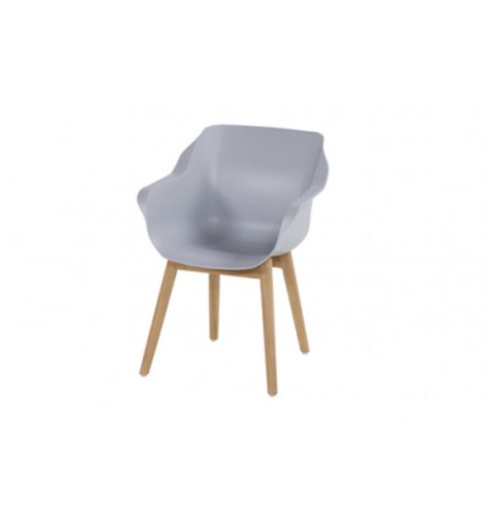 Sophie Stoel Teak Armchair zitting ‘misty grey’ frame ‘natural teak’ (1 stuk) Hartman – tweekleurig
