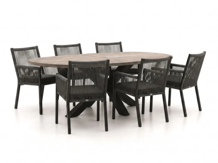 Manifesto Furniture Rivola/ROUGH-Y Ellips 240cm dining tuinset 7-delig