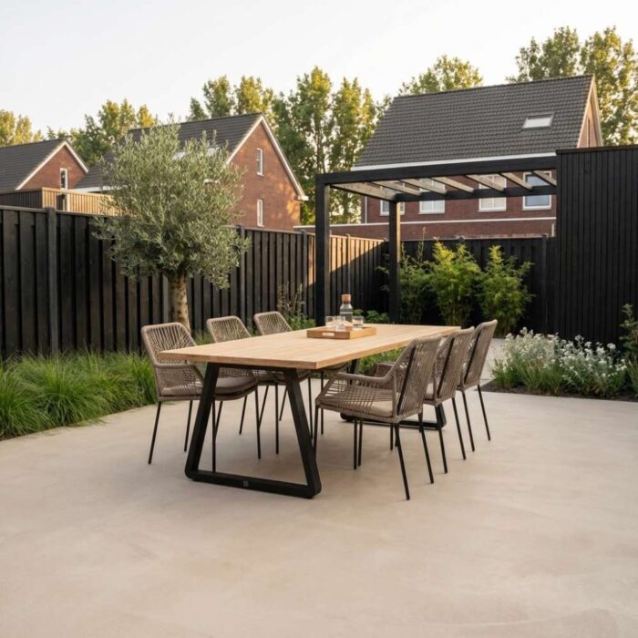 LUX outdoor living Elena/Seville zand dining tuinset | 6 personen | teakhout + aluminium | 240cm